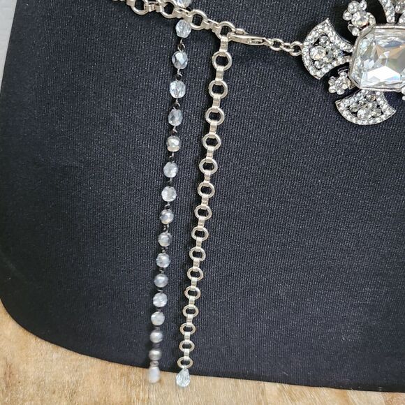 Luxe Crystal Pendant Necklace With Rhinestone Chain & Adjustable Length - Picture 9 of 15